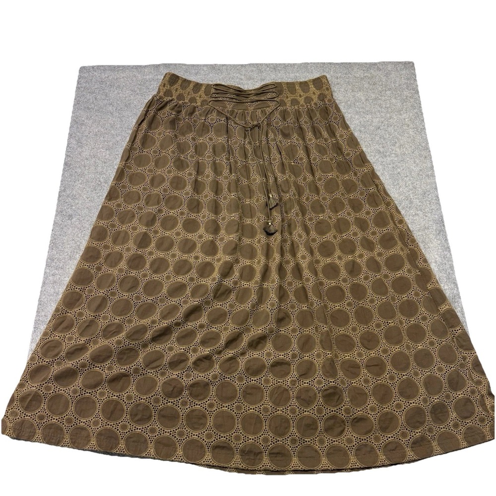 Wrap London Skirt Size 14 Embroidery Size 14 Eyelet Lace Maxi Brown Boho Lagen